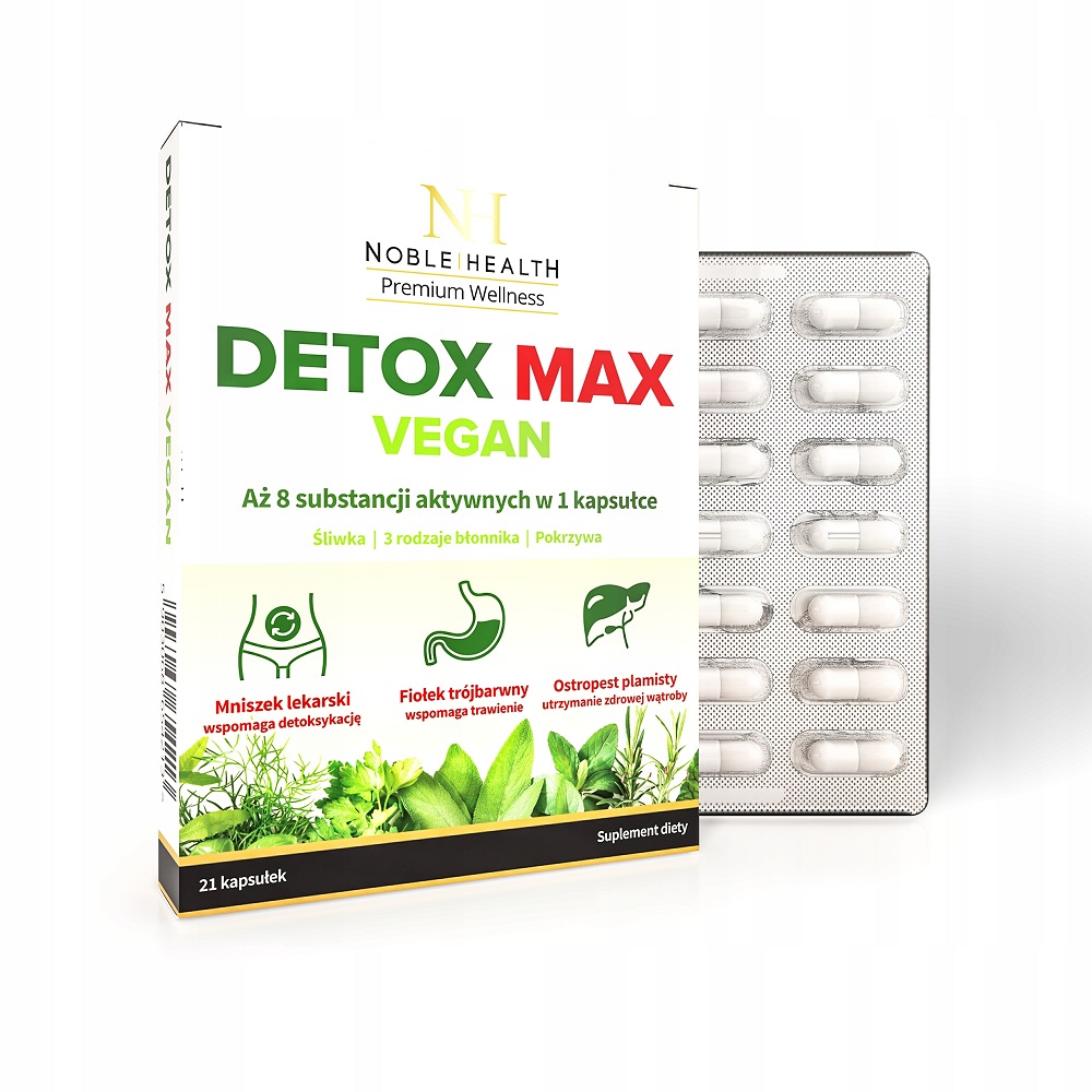 25736701688110832 Detox Max Vegan suplement diety wspomagający proces detoksykacji organizmu i prawidłowe funkcjonowanie układu trawiennego 21 kapsułek - obrazek 1
