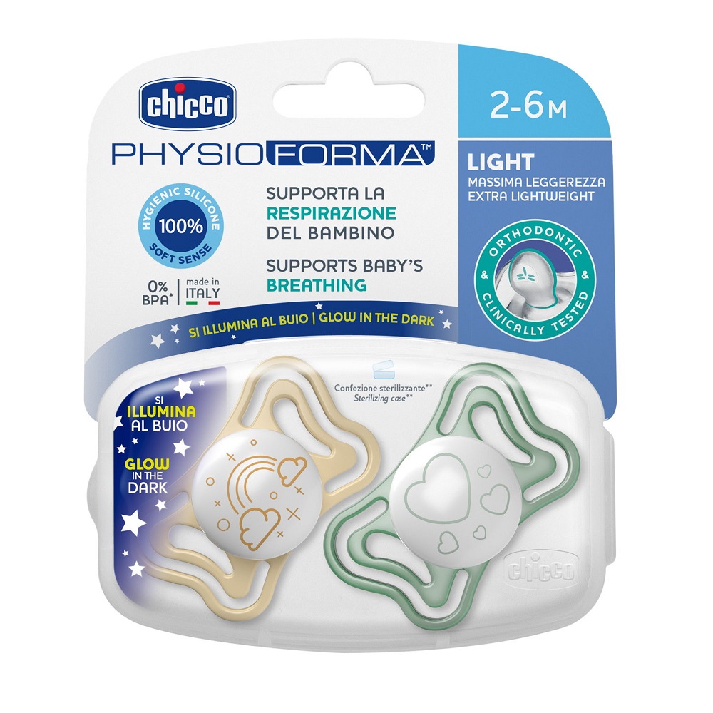25991971676386490 PhysioForma Light smoczek silikonowy uspokajający 2-6m Lumi 2szt. - obrazek 1