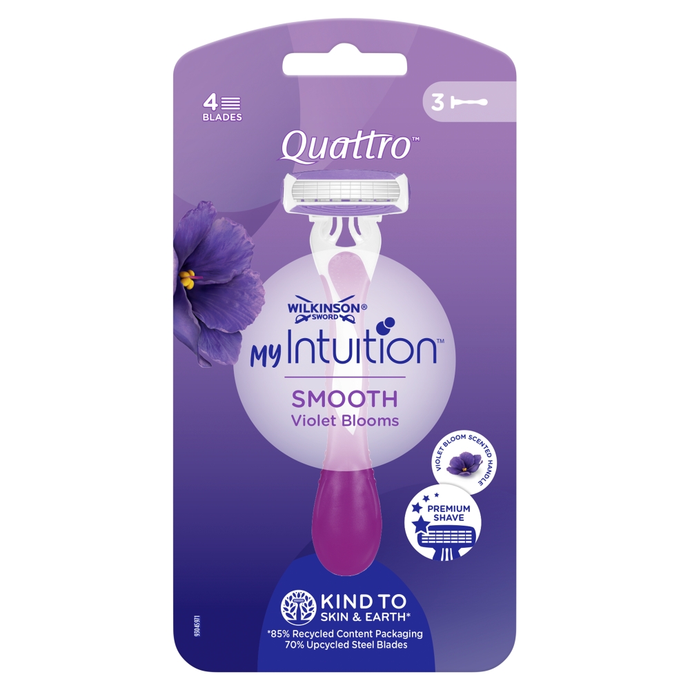 2618371776966799 My Intuition Quattro Smooth Violet Blooms maszynka jednorazowa dla kobiet 3szt - obrazek 1