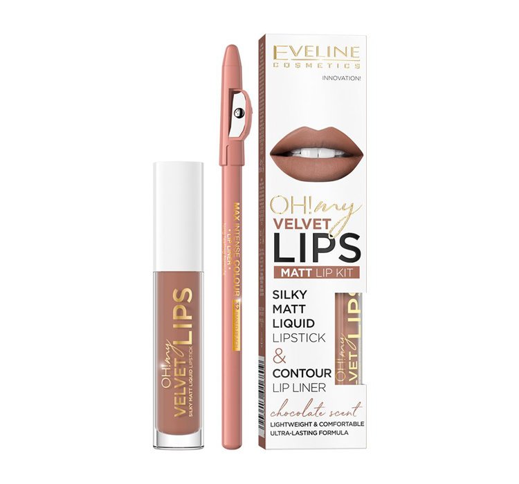26410571606292381 Oh! My Velvet Lips Liquid Matt Lip Kit zestaw matowa pomadka w płynie 4.5ml + konturówka do ust 1szt 14 Choco Truffle - obrazek 1