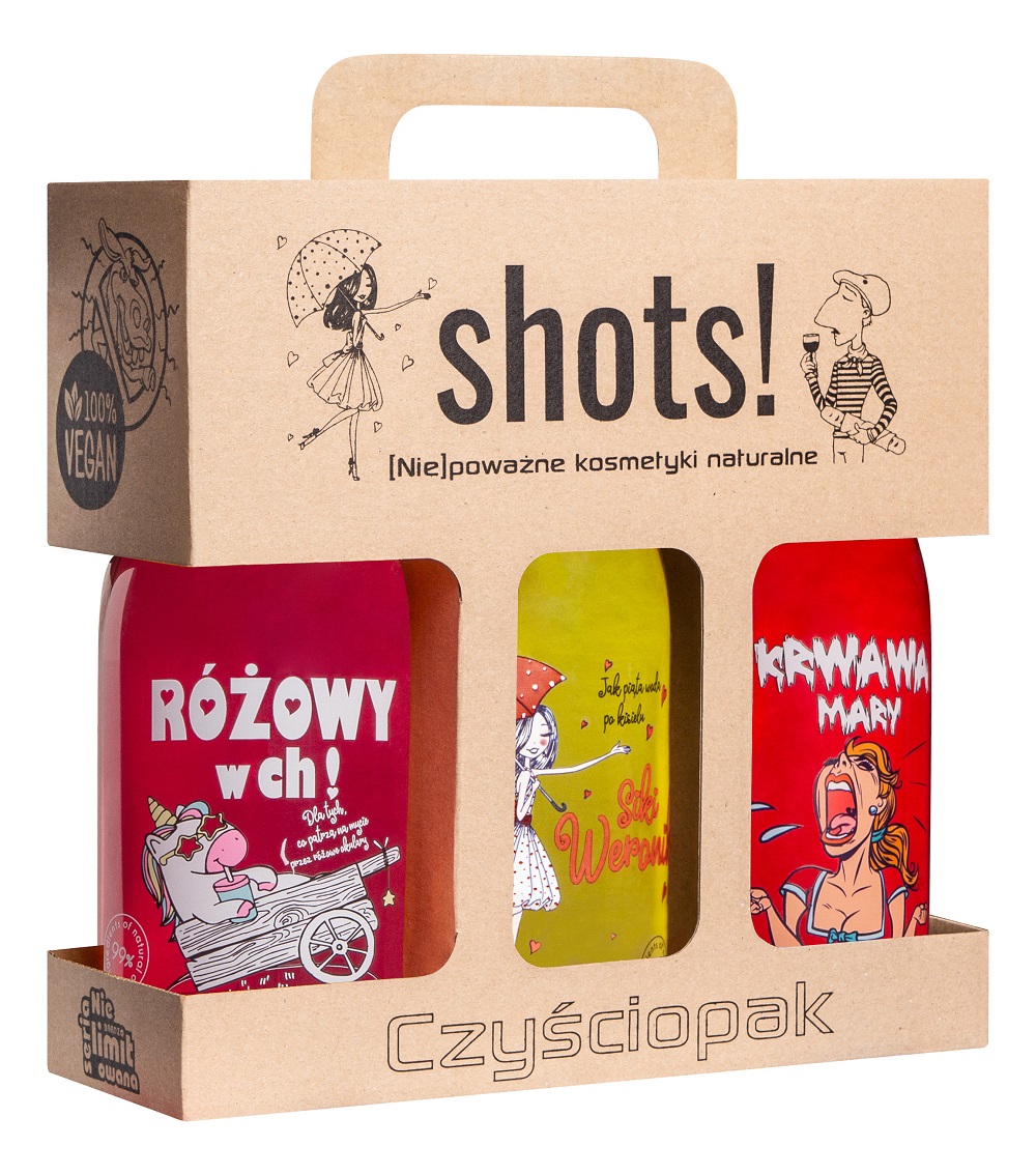26508281659956405 Shots! Czyściopak Damski zestaw żel pod prysznic Różowy w ch! 500ml + Siki Weroniki 500ml + Krwawa Mary 500ml - obrazek 1
