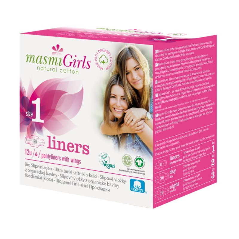 26814521612334928 Girls wkładki higieniczne z bawełny organicznej Size 1 12szt - obrazek 1