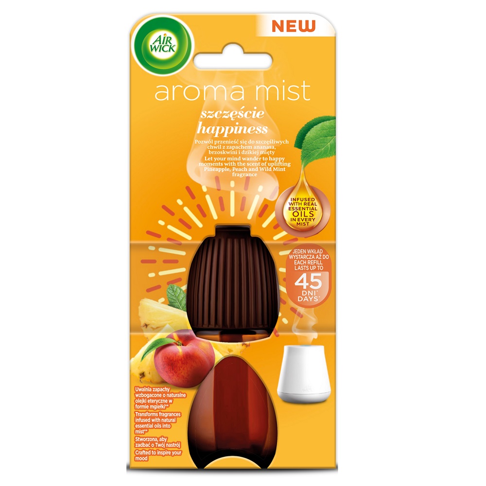 26992161682686237 Aromatyczna Mgiełka z Olejkami Eterycznymi Szczęście wkład do automatycznego odświeżacza Ananas & Brzoskwinia & Dzika Mięta 20ml - obrazek 1
