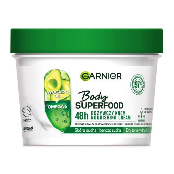 27144921660642181 Body Superfood Avocado odżywczy krem z olejkiem z awokado i kwasem omega-6 380ml - obrazek 1