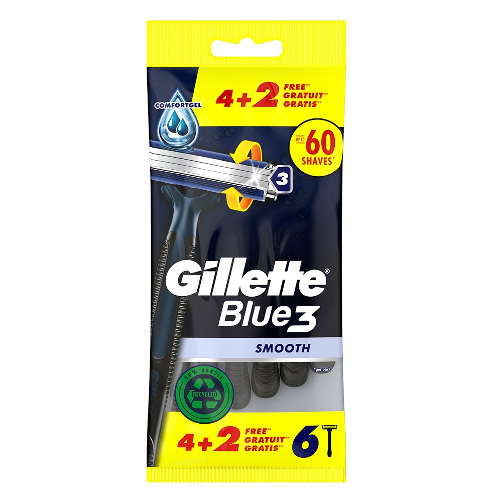 27291911728387627 Blue 3 Smooth jednorazowe maszynki do golenia dla mężczyzn 6szt - obrazek 1