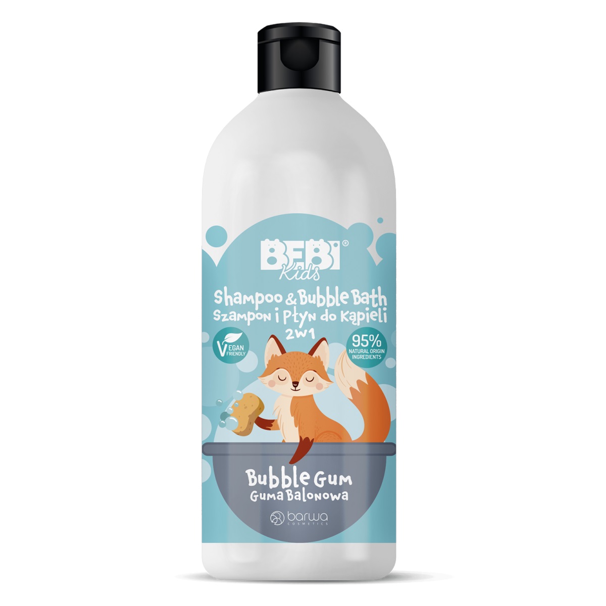 27595501651076778 Bebi Kids szampon i płyn do kąpieli dla dzieci 2w1 Guma Balonowa 500ml - obrazek 1