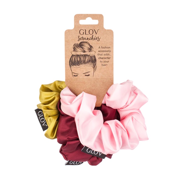 27733011675684844 Scrunchies zestaw gumek do włosów Dark Pink 3szt - obrazek 1