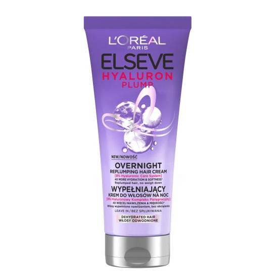 27744851740114626 Elseve Hyaluron Plump wypełniający krem do włosów na noc bez spłukiwania 200ml - obrazek 1