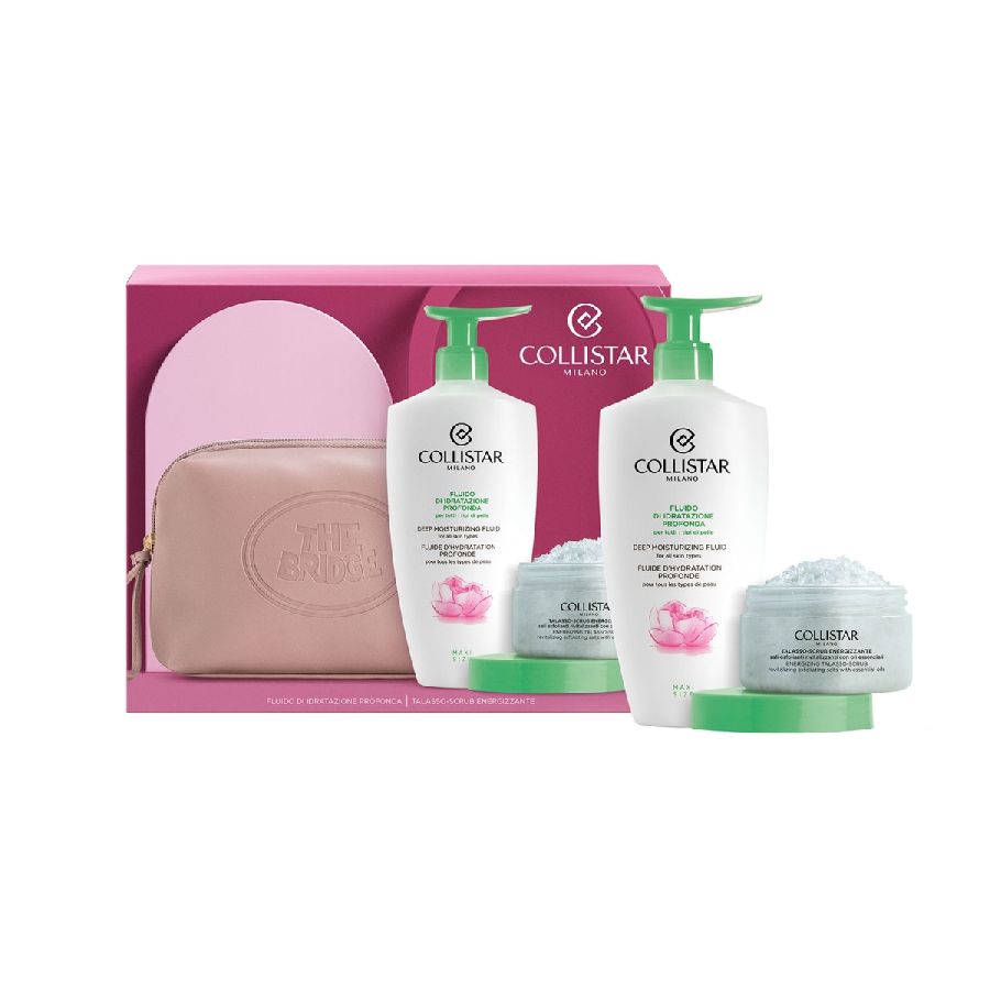 27889621666175642 Zestaw fluid głęboko nawilżający 400ml + energetyzujący peeling morski 150g + The Bridge różowa kosmetyczka - obrazek 1