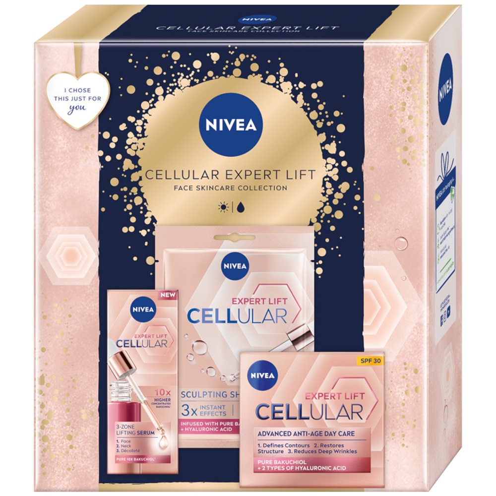 Created with GIMP Cellular Expert Lift zestaw serum do twarzy 30ml + krem anti-age na dzień SPF30 50ml + chłodząco-modelująca maska w płachcie 1szt - obrazek 1