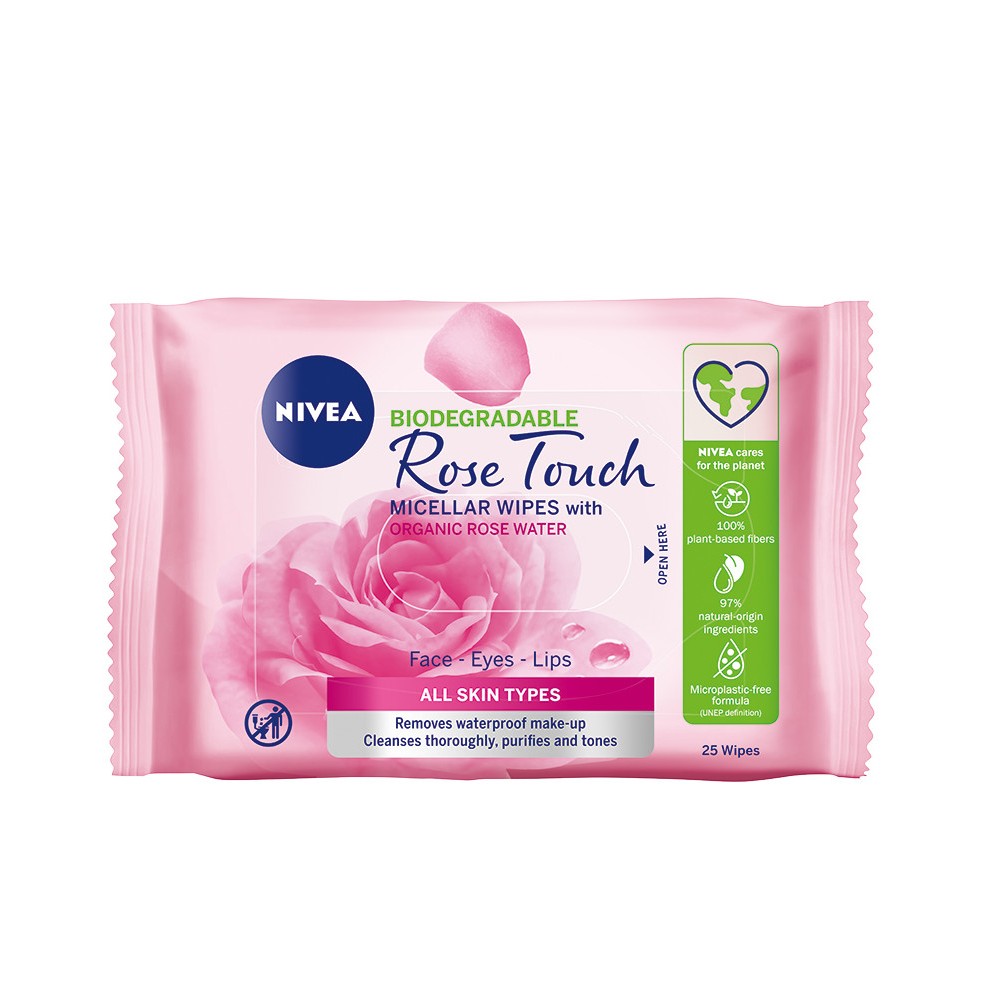 28348351773145215 Rose Touch micelarne biodegradowalne chusteczki do demakijażu z organiczną wodą różaną 25szt - obrazek 1