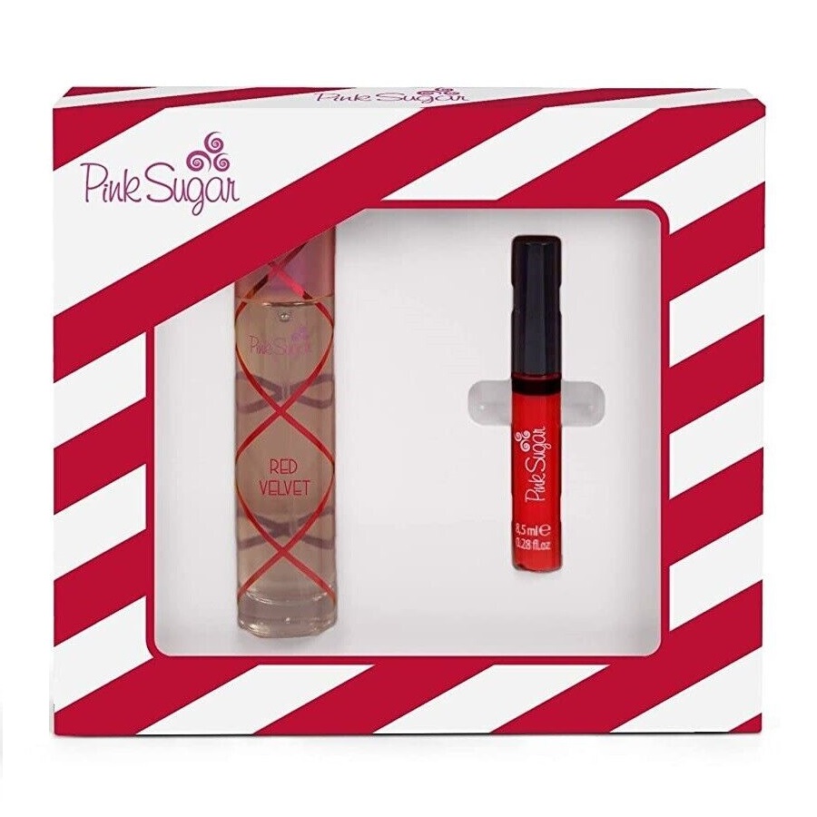 28530061697184407 Pink Sugar Red Velvet zestaw woda toaletowa spray 50ml + błyszczyk do ust 8.5ml - obrazek 1