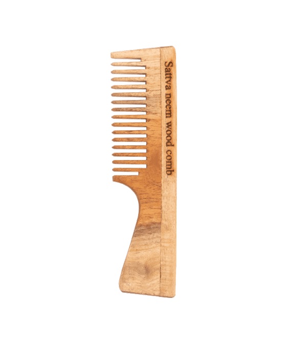28611211624441290 Neem Wood Comb grzebień do włosów z drzewa miodli indyjskiej 19cm - obrazek 1