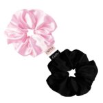Satin Scrunchies satynowe gumki do włosów S Pink/Black 2szt