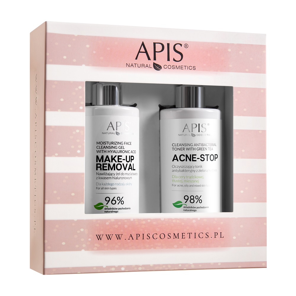 28654571667484214 Zestaw Make-Up Removal nawilżający żel do mycia twarzy z kwasem hialuronowym 300ml + Acne-Stop oczyszczający tonik antybakteryjny z zieloną herbatą 300ml - obrazek 1
