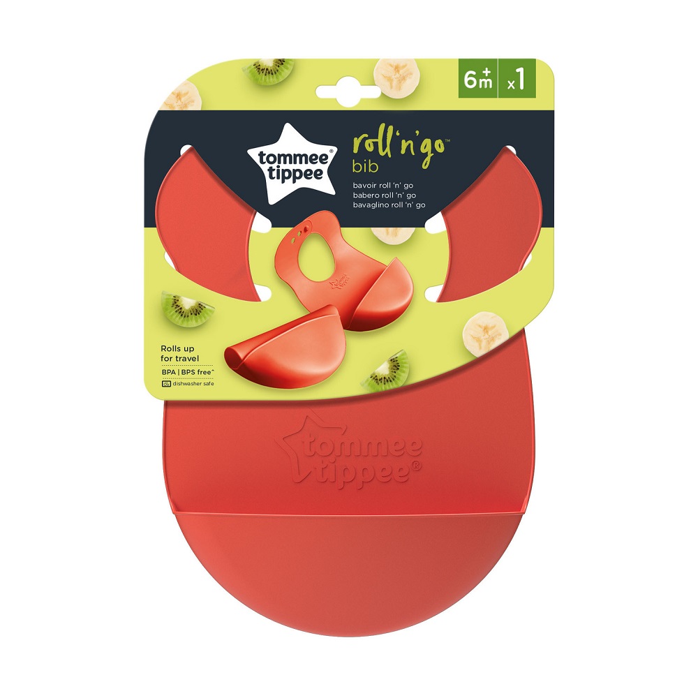 ROLL N GO BIB xx.xx.xxxx_1 Roll'n'Go śliniak silikonowy zwijany Pomarańczowy - obrazek 1