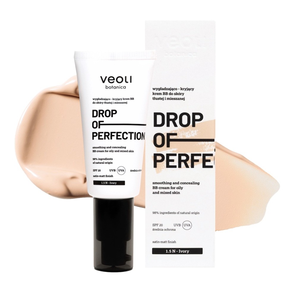28699991762500795 Drop Of Perfection wygładzająco-kryjący krem BB do skóry tłustej i mieszanej 1.5 N Ivory 30ml - obrazek 1