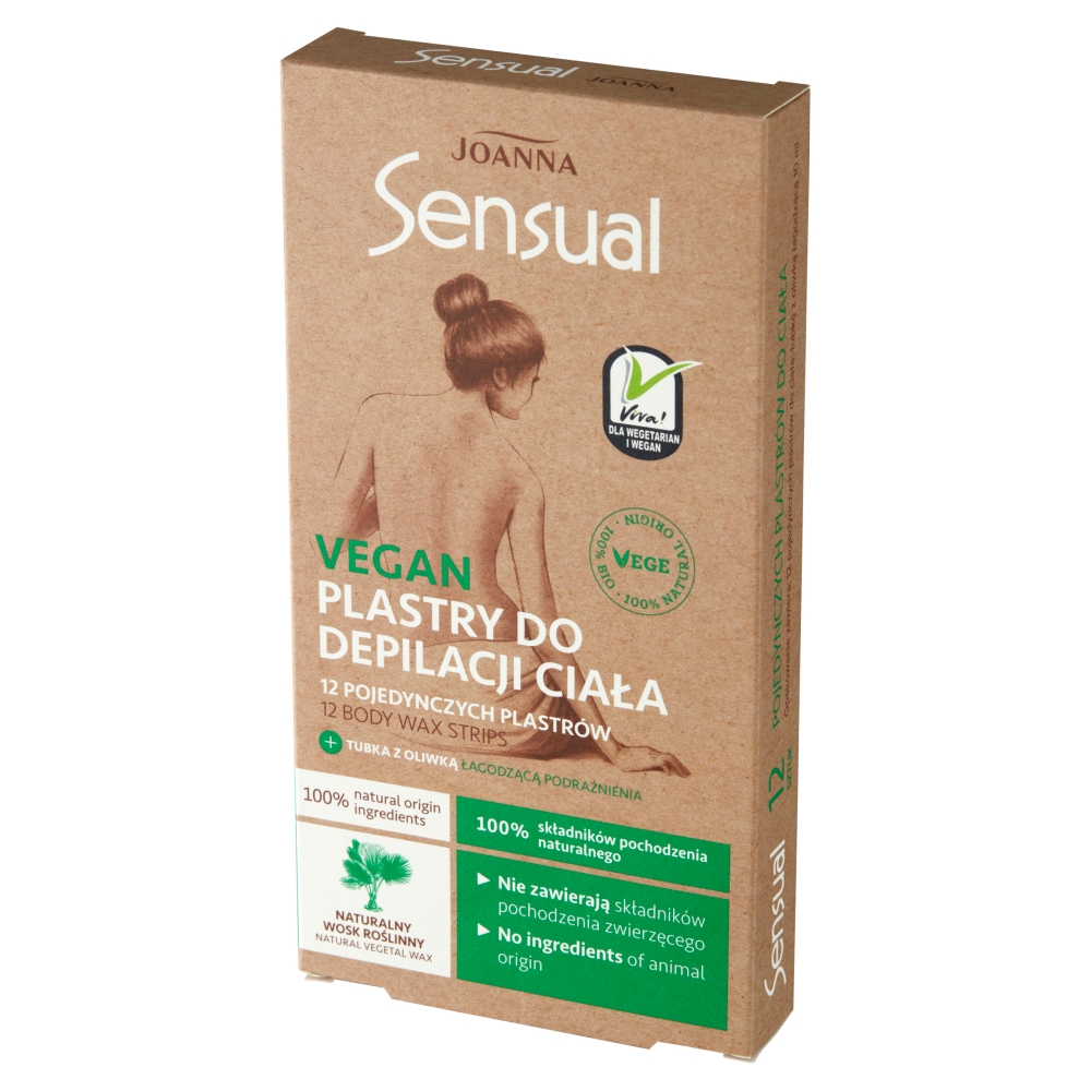 2895631661954058 Sensual Vegan plastry do depilacji ciała 12szt + tubka z oliwką łagodzącą 10ml - obrazek 1