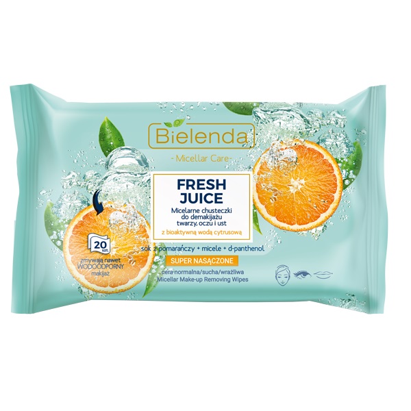 29018051650889865 Fresh Juice micelarne chusteczki do demakijażu twarzy oczu i ust Pomarańcza 20szt. - obrazek 1