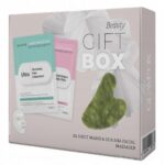 Beauty Gift Box zestaw nawilżająco-kojąca maska w płachcie 25ml + rewitalizująca maska w płachcie 25ml + kamień gua sha