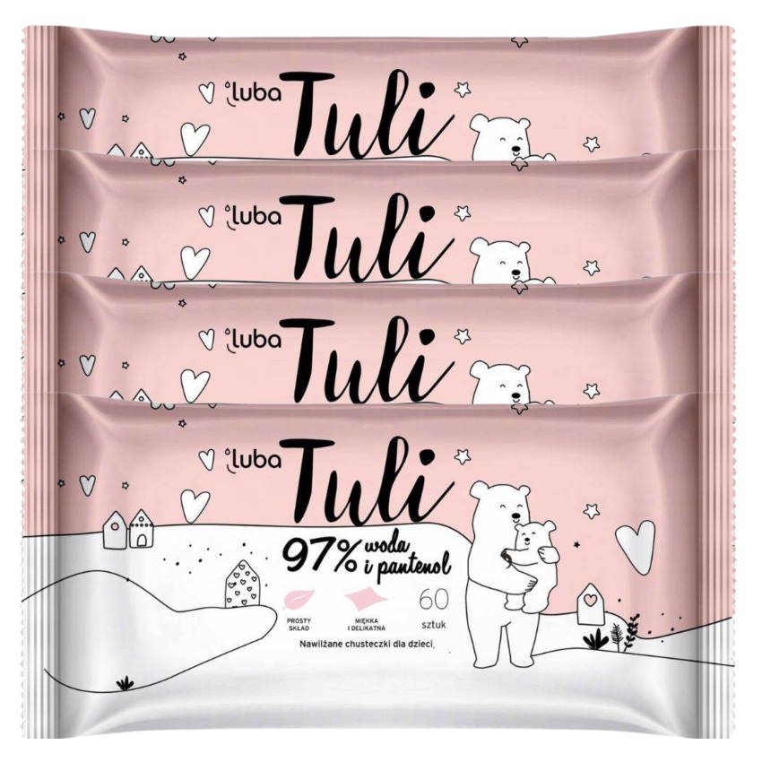 29677291680603462 Tuli nawilżane chusteczki dla dzieci i niemowląt 97% woda i pantenol 4x60szt. - obrazek 1