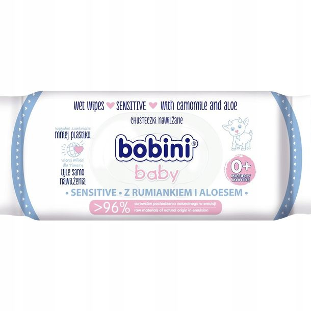 3017711620908226 Bobini Baby chusteczki nawilżane dla dzieci i niemowląt Sensitive 60szt - obrazek 1