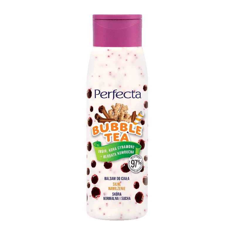 30334481663764019 Bubble Tea silnie nawilżający balsam do ciała Imbir + Kora Cynamonu + Herbata Kombucha 400ml - obrazek 1