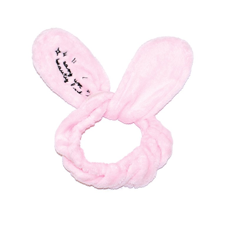 30382271706264989 Bunny Ears pluszowa opaska kosmetyczna królicze uszy Jasny Róż - obrazek 1