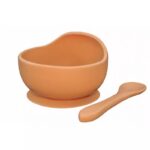 Silikonowa miseczka z łyżeczką Brązowa