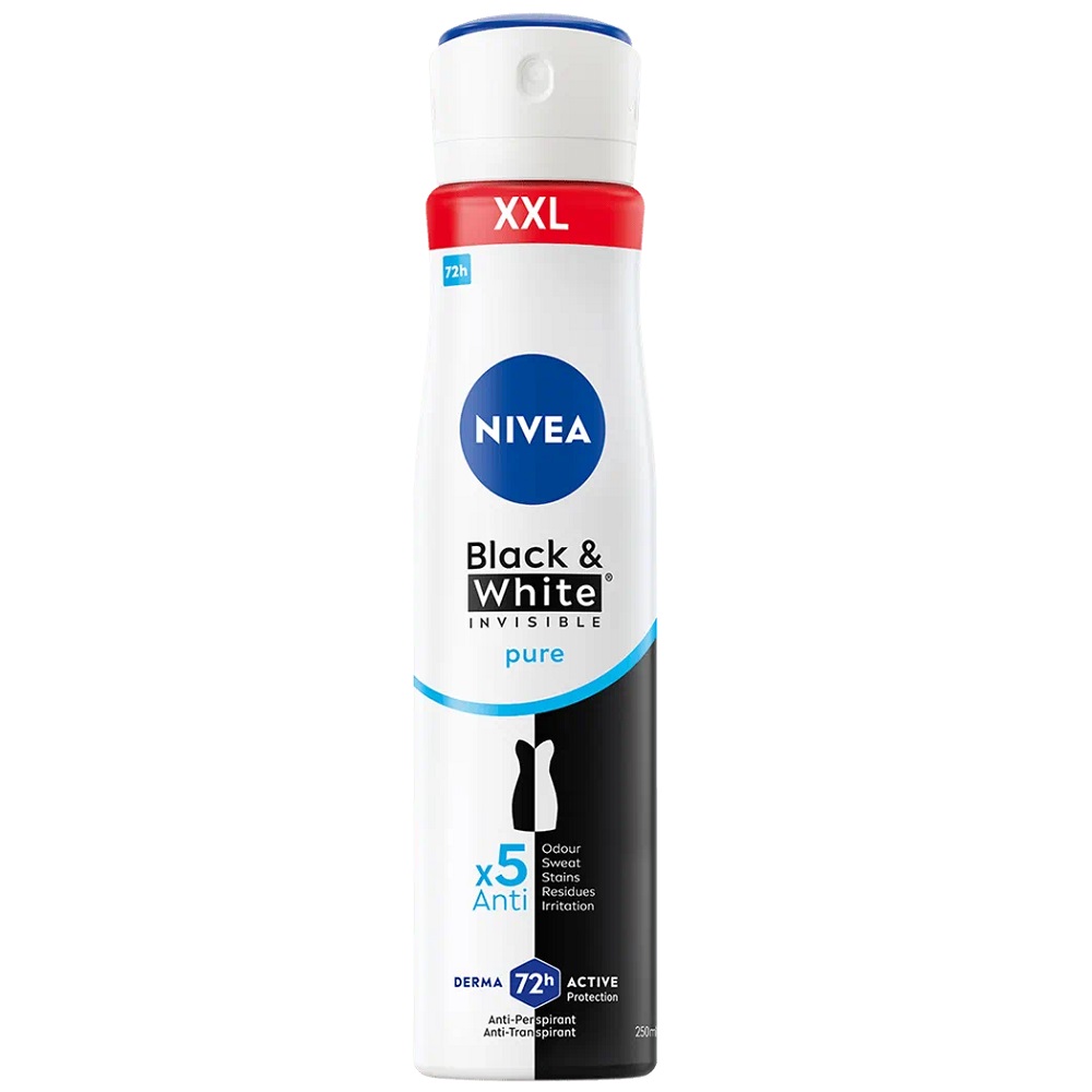 31156551750149426 Black&White Invisible Pure antyperspirant spray 250ml - obrazek 1