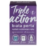 Zestaw Triple Action do wybielania zębów w domu wybielająca pasta do zębów 30ml + wybielający żel 50ml + płyn do płukania 100ml + nakładki do formowania x3