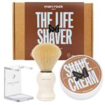 The Life Shaver Sandalwood zestaw krem do golenia 100ml + pędzel do golenia + stojak na pędzel