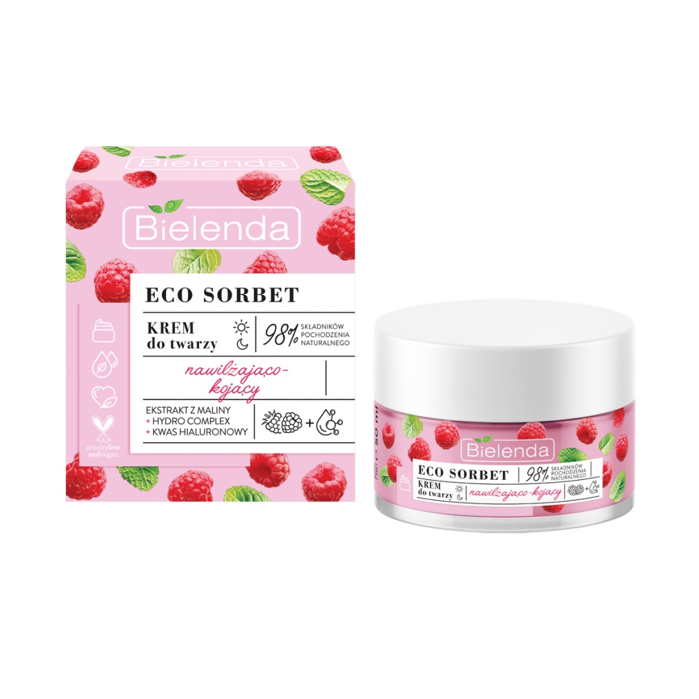 32023561650897968 Eco Sorbet krem nawilżająco-kojący na dzień i noc Malina 50ml - obrazek 1