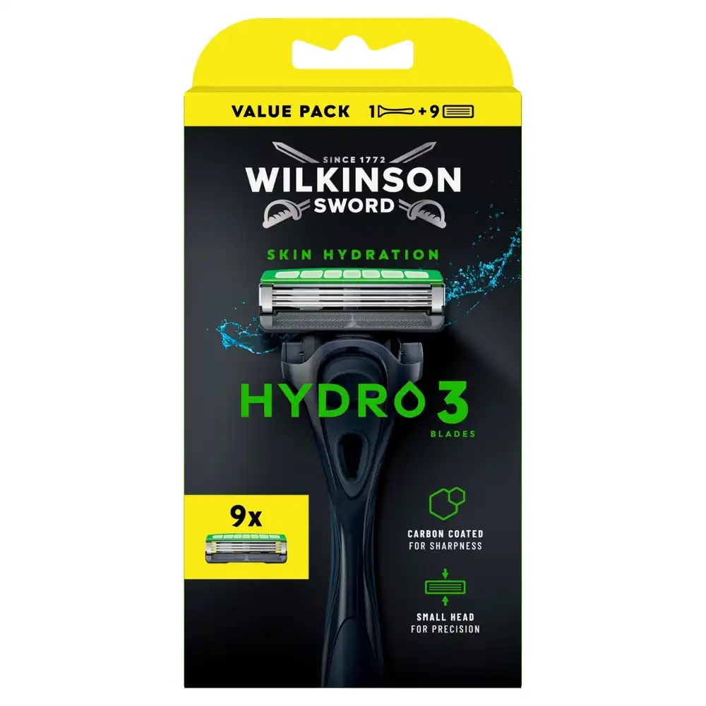 32089441776419535 Hydro 3 Skin Hydration maszynka do golenia z 3 ostrzami i 9 wkładów - obrazek 1