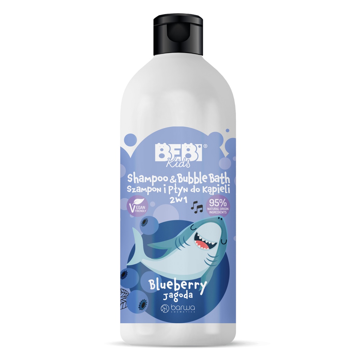 32328801651076454 Bebi Kids szampon i płyn do kąpieli dla dzieci 2w1 Jagoda 500ml - obrazek 1