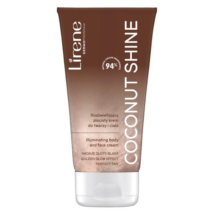 32984271687768971 Perfect Tan rozświetlający złocisty krem do twarzy i ciała Coconut Shine 150ml - obrazek 1
