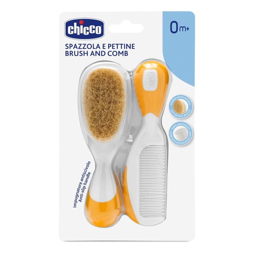 3411711663318350 Brush and Comb zestaw szczotka z naturalnego włosia + grzebyk 0m+ Pomarańczowy - obrazek 1