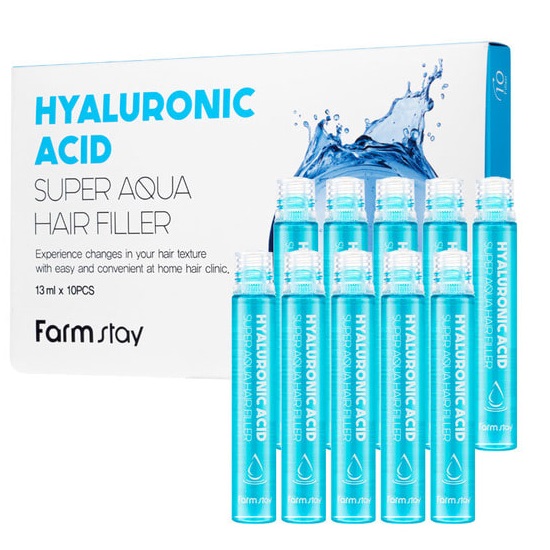 34239381681306075 Hyaluronic Acid Super Aqua Hair Filler nawilżające ampułki do włosów 10x13ml - obrazek 1