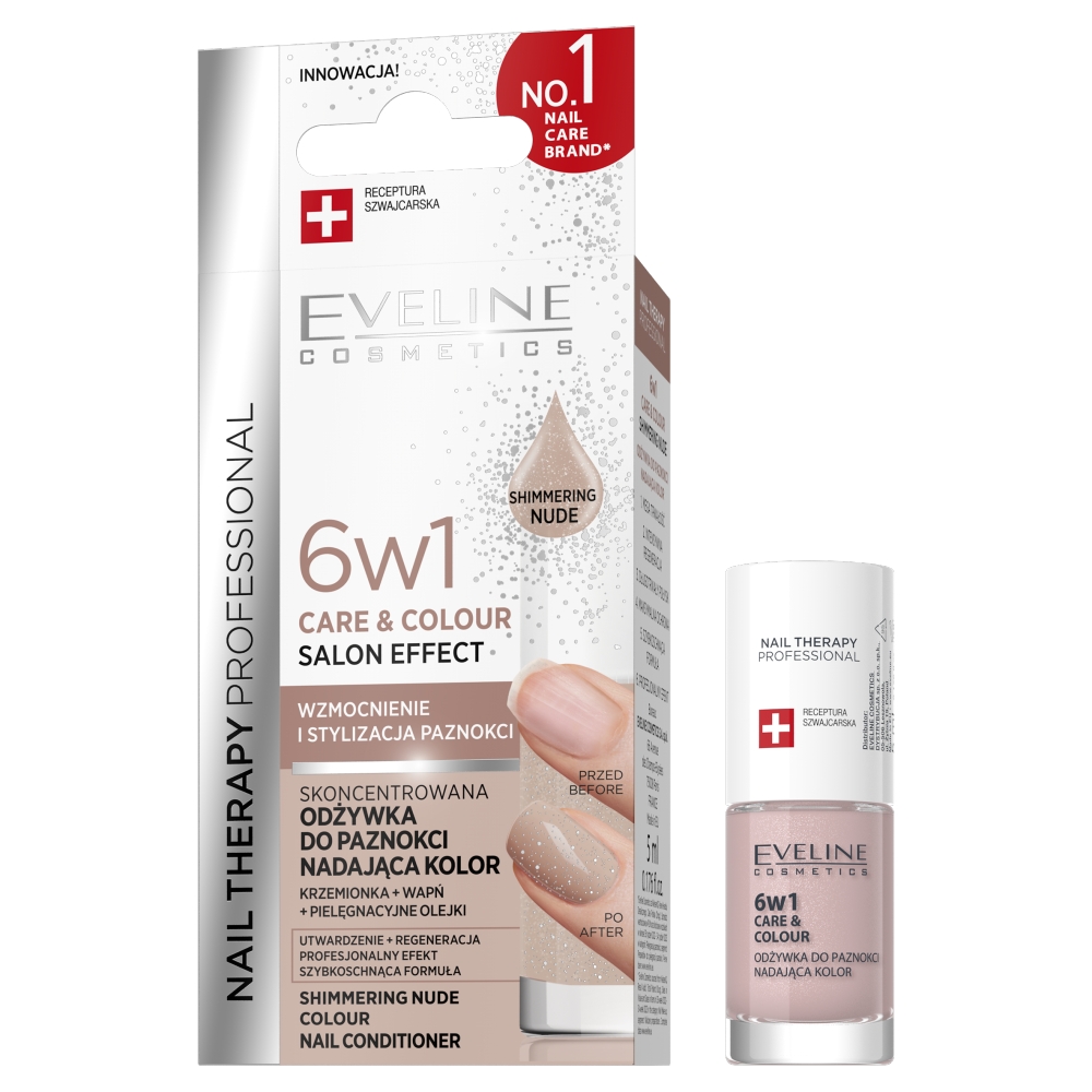 34280041741968957 Nail Therapy Professional 6w1 Care & Colour skoncentrowana odżywka do paznokci nadająca kolor Shimmering Nude 5ml - obrazek 1