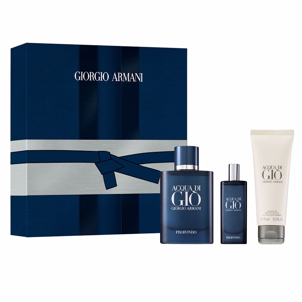 35060921664163594 Acqua di Gio Profondo zestaw woda perfumowana spray 75ml + woda perfumowana 15ml + żel pod prysznic 75ml - obrazek 1