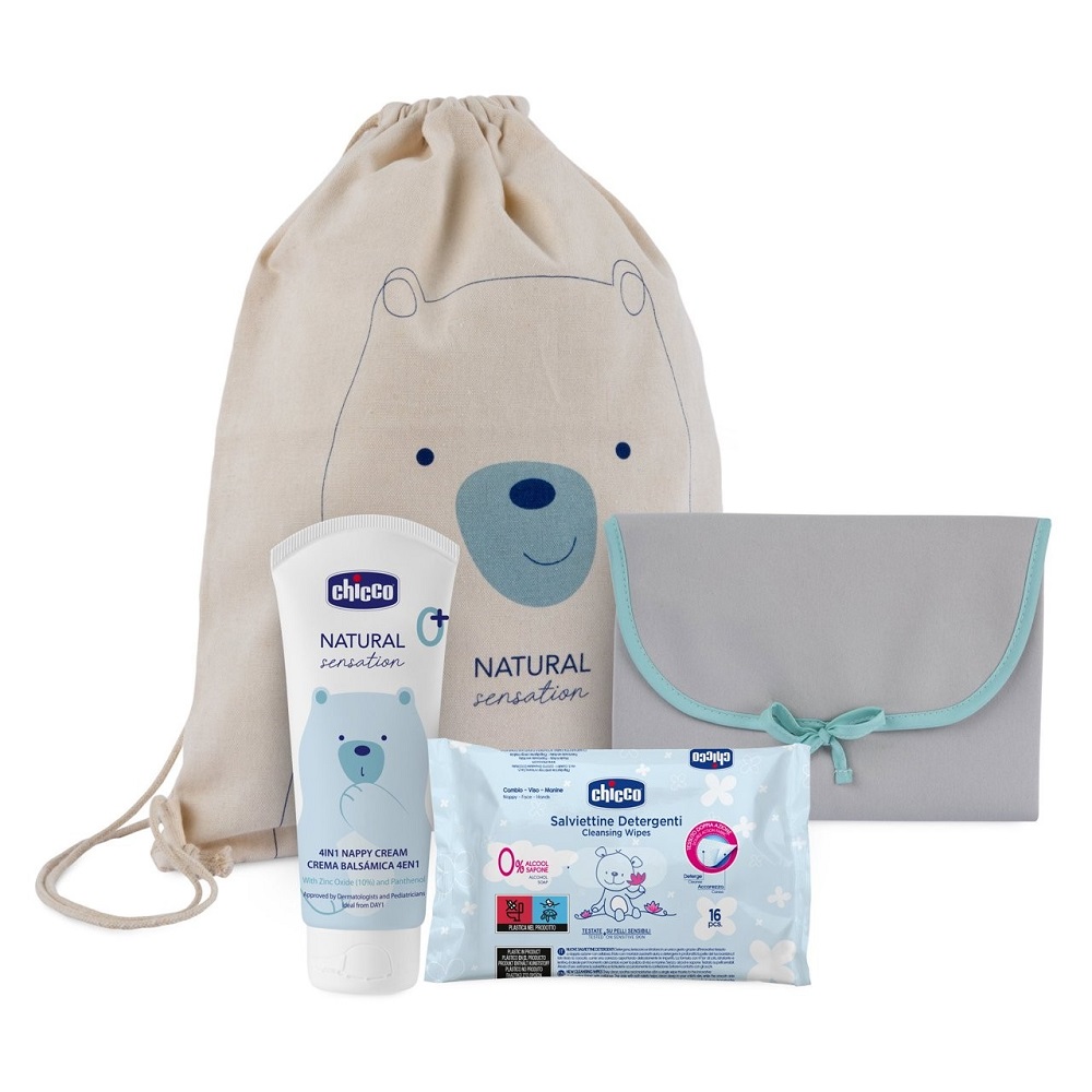35576761709815866 Natural Sensation Nappy Change zestaw mata do zmiany pieluszek + krem do pieluszki 4w1 100ml + chusteczki oczyszczające 16szt. - obrazek 1