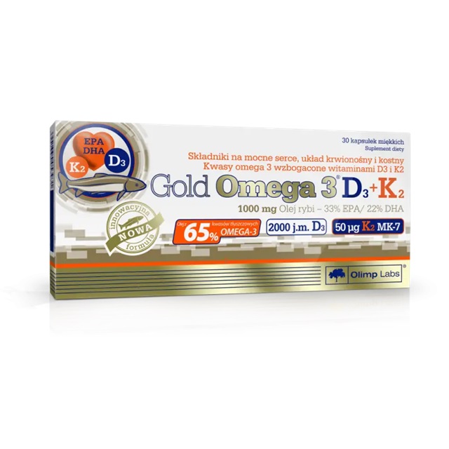 35778881742997152 Gold Omega 3 D3 + K2 suplement diety 30 kapsułek miękkich - obrazek 1