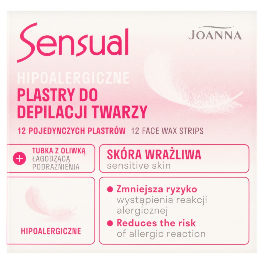 3580381776942357 Sensual hipoalergiczne plastry do depilacji twarzy 12szt + tubka z oliwką łagodzącą 10ml - obrazek 1