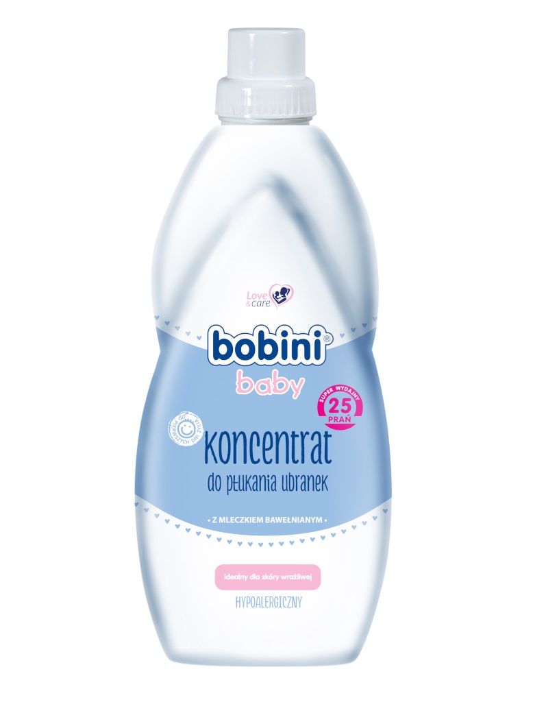 Created with GIMP Bobini Baby koncentrat do płukania ubranek niemowlęcych i dziecięcych z mleczkiem bawełnianym Hypoalergiczny 1l - obrazek 1