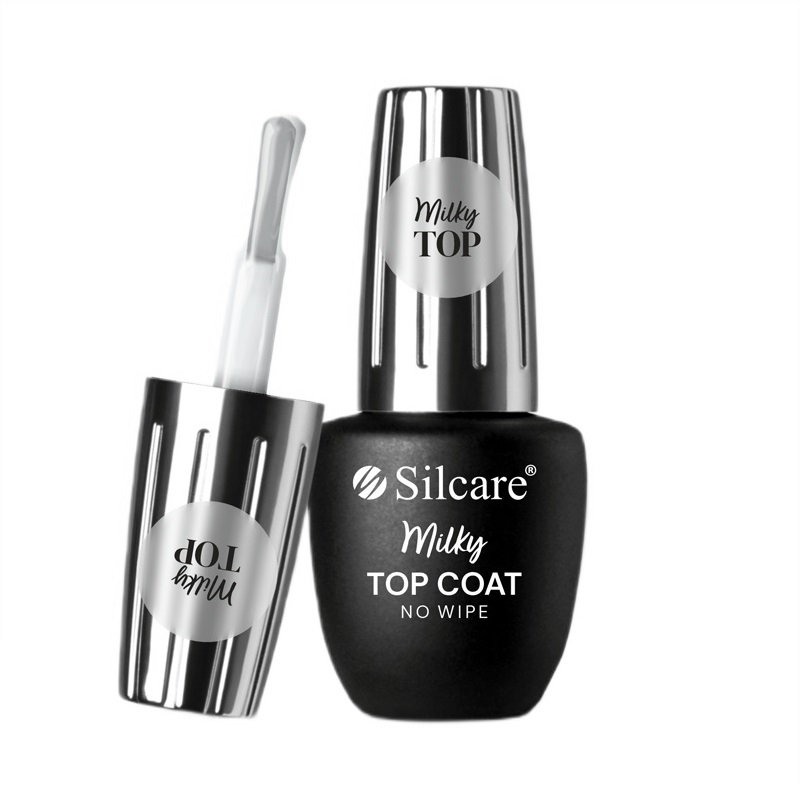 36125821717002243 Top Coat Milky No Wipe top do lakierów hybrydowych 9ml - obrazek 1