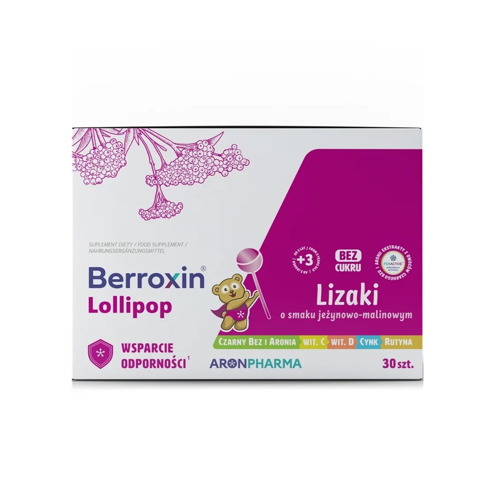 36503901762770180 Berroxin Lollipop Box suplement diety w postaci lizaków dla dzieci 30szt. - obrazek 1