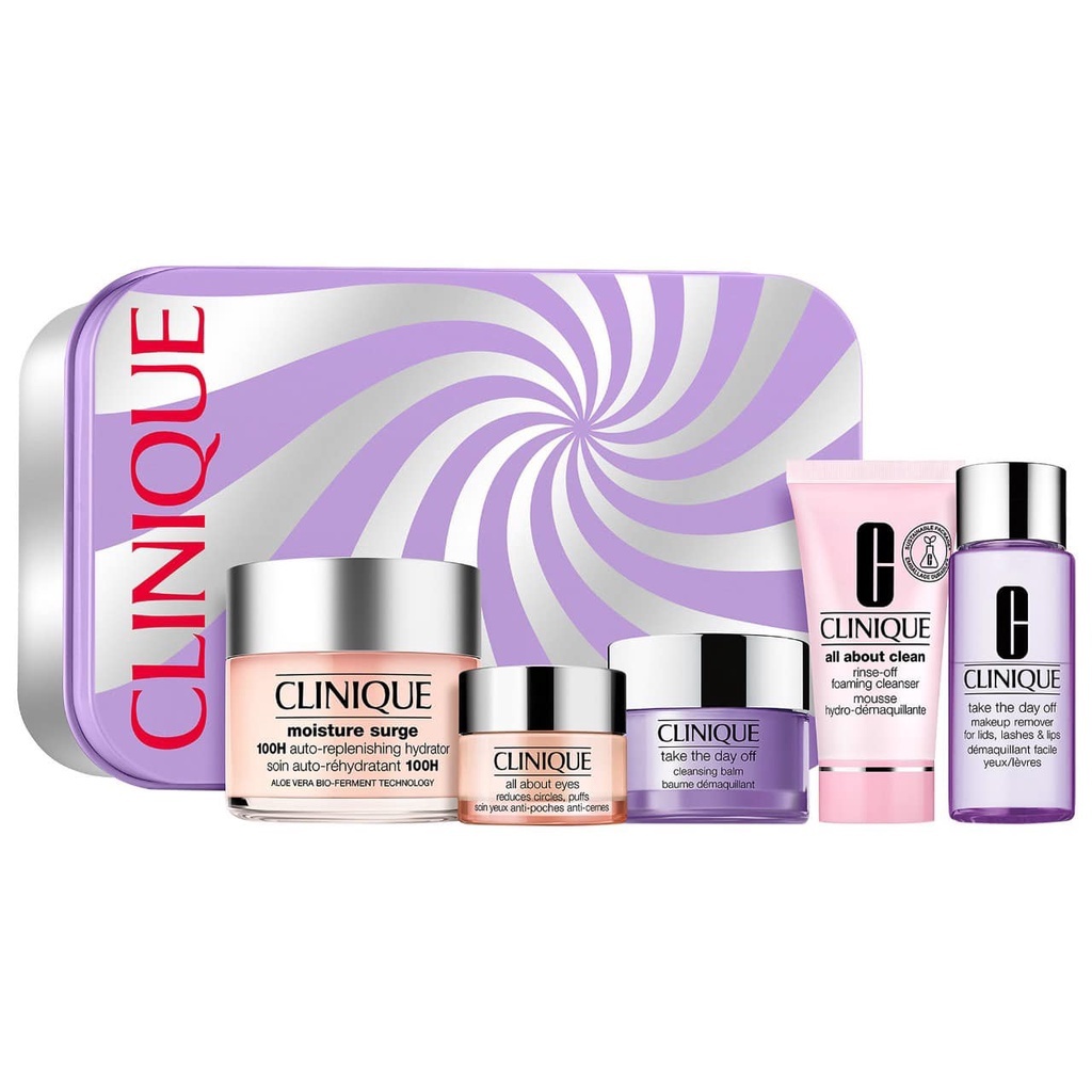 36683391640782301 Clean Skin For The Win Skincare zestaw Moisture Surge 100H Auto-Replenishing Hydrator 125ml + All About Eyes 15ml + Cleansing Balm 30ml + Rinse-off Foaming Cleanser 30ml + Makeup Remover 50ml - obrazek 1