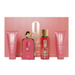9am Pour Femme zestaw woda perfumowana spray 100ml + mgiełka do ciała 150ml + balsam do ciała 100ml + żel pod prysznic 100ml