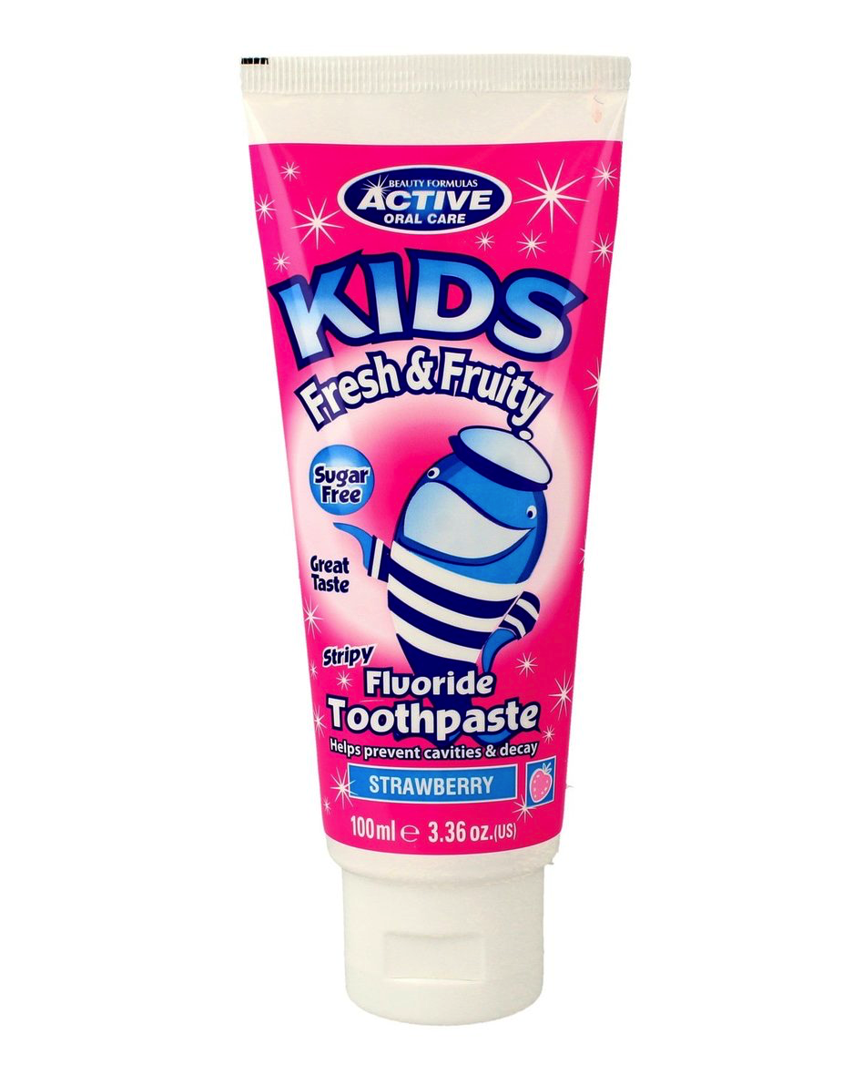 37428321588589745 Kids Fluoride Toothpaste pasta do mycia zębów dla dzieci z fluorem Strawberry 100ml - obrazek 1