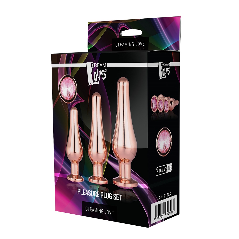 37816191710224153 Gleaming Love Rose Gold Pleasure Plug Set zestaw korków analnych 3szt. - obrazek 1